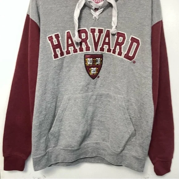VTG HARVARD Licensed Gear Hoodie Logo College Crest Color Block Sweatshirt Uni